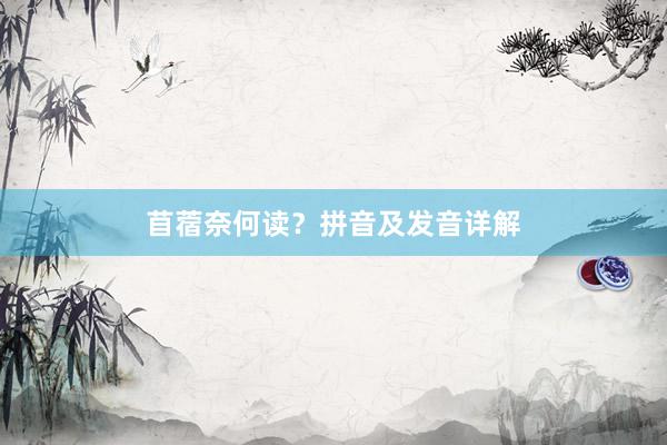 苜蓿奈何读?拼音及发音详解
