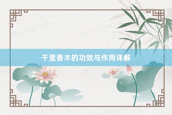 千里香木的功效与作用详解